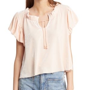 Free People Baby Pink Velour Boho Crop Top Small